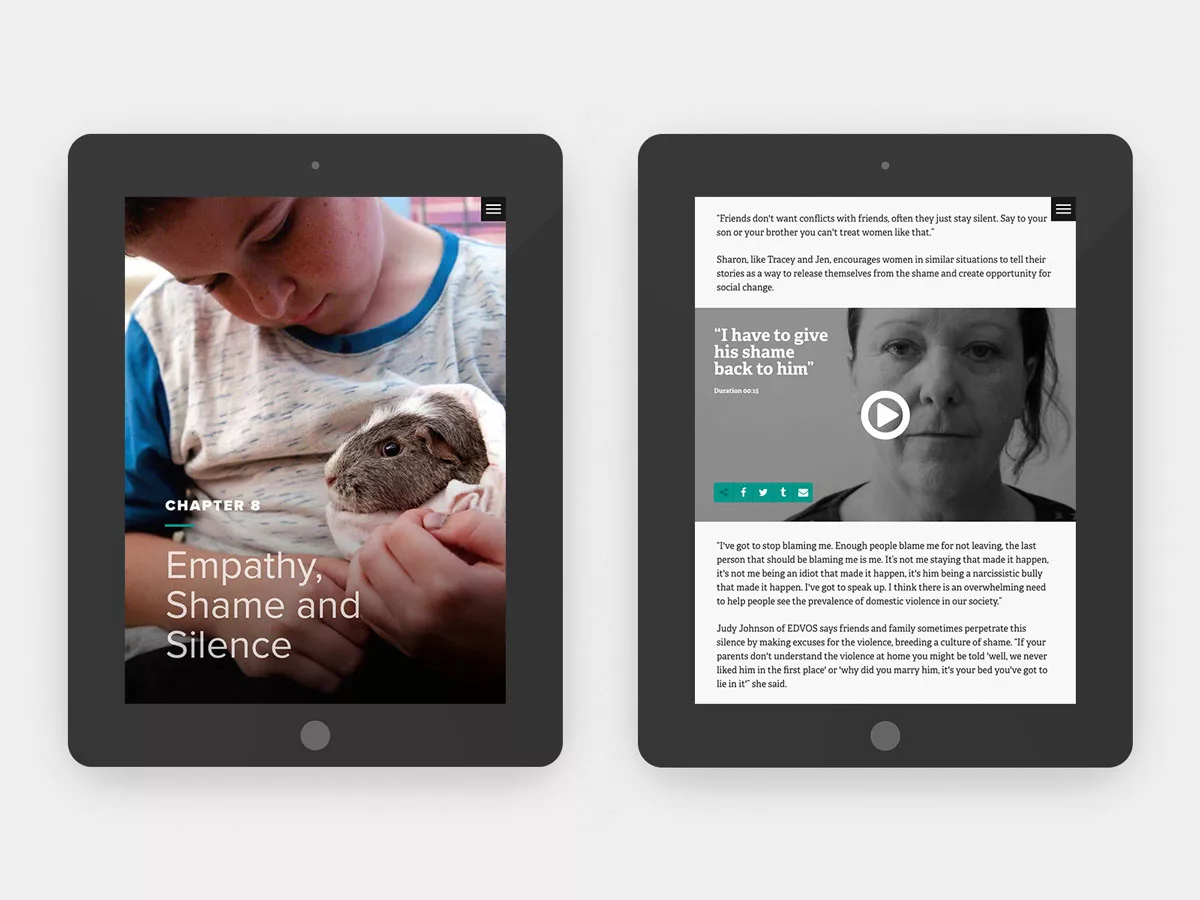 Mockup of the website on a tablet screen