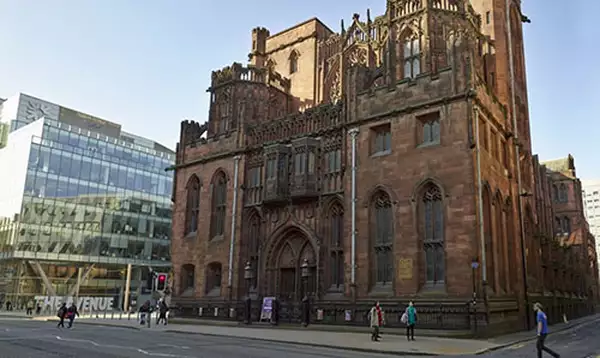 A photo of the exterior of John Rylands Library