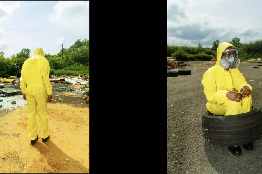 Two people in yellow hazmat suits
