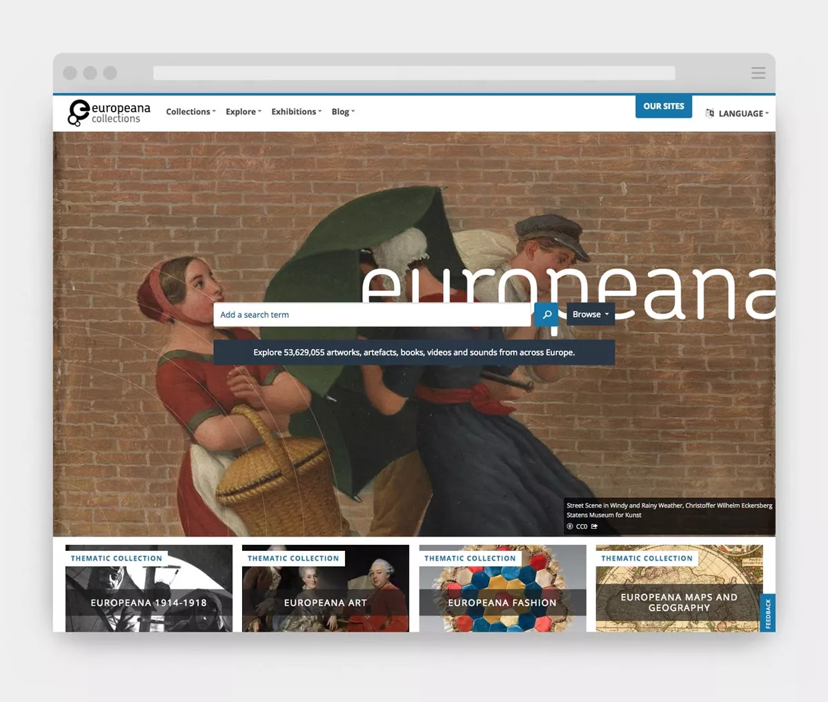 Screenshot of the Europeana website