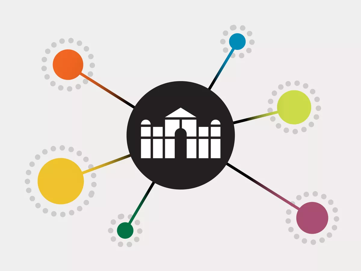 A graphic illustrating the concept of integrating multiple data sources into Glamkit
