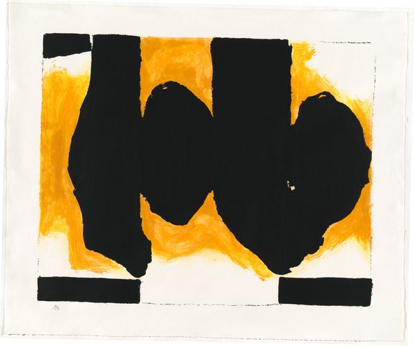 Yellow and black abstract print by Robert Motherwell