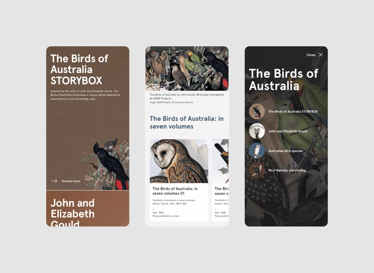 Overview of the Australian Museum Birds of Australia Digital Publication - Mobile version