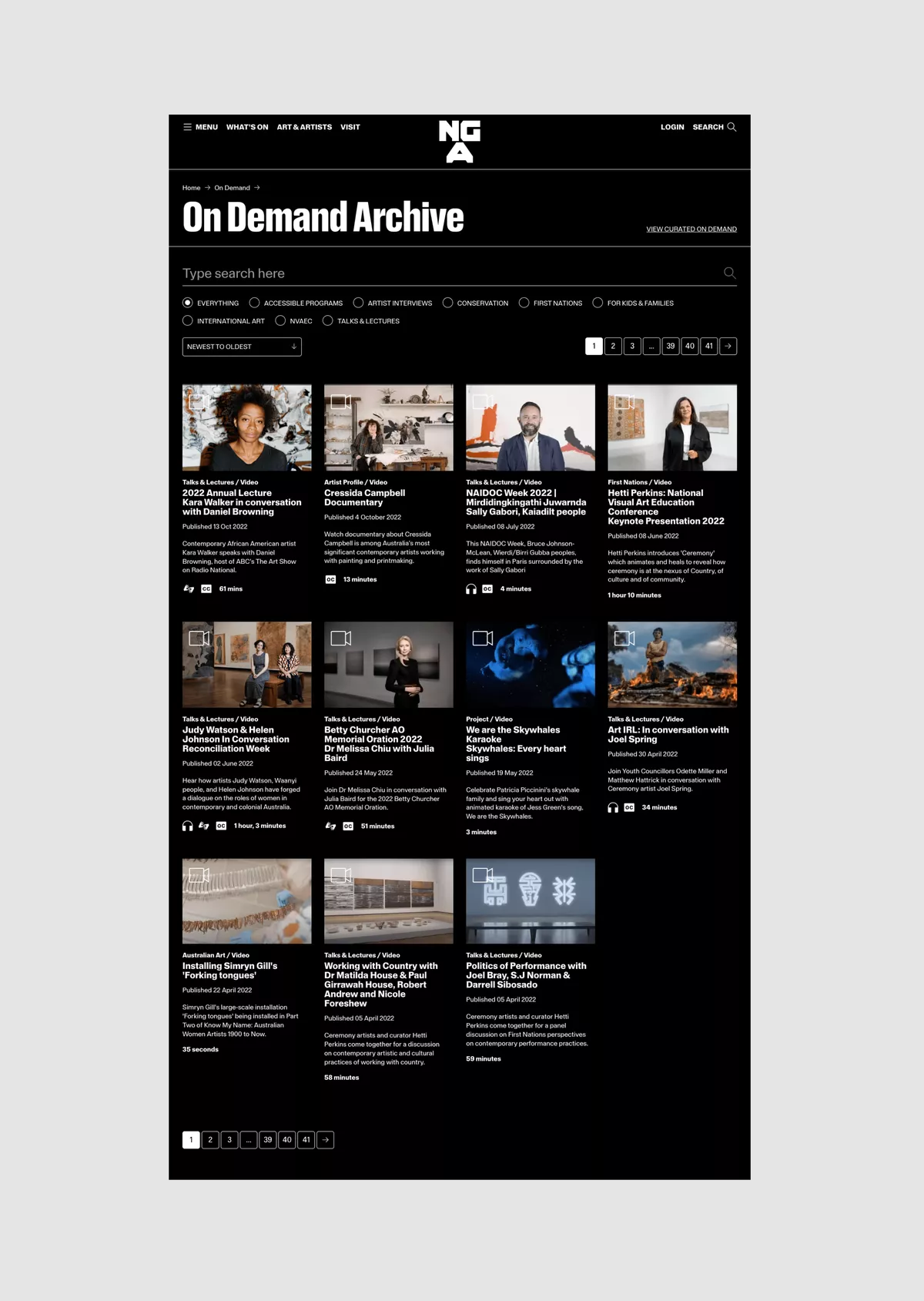 Screenshot of NGA On Demand archive