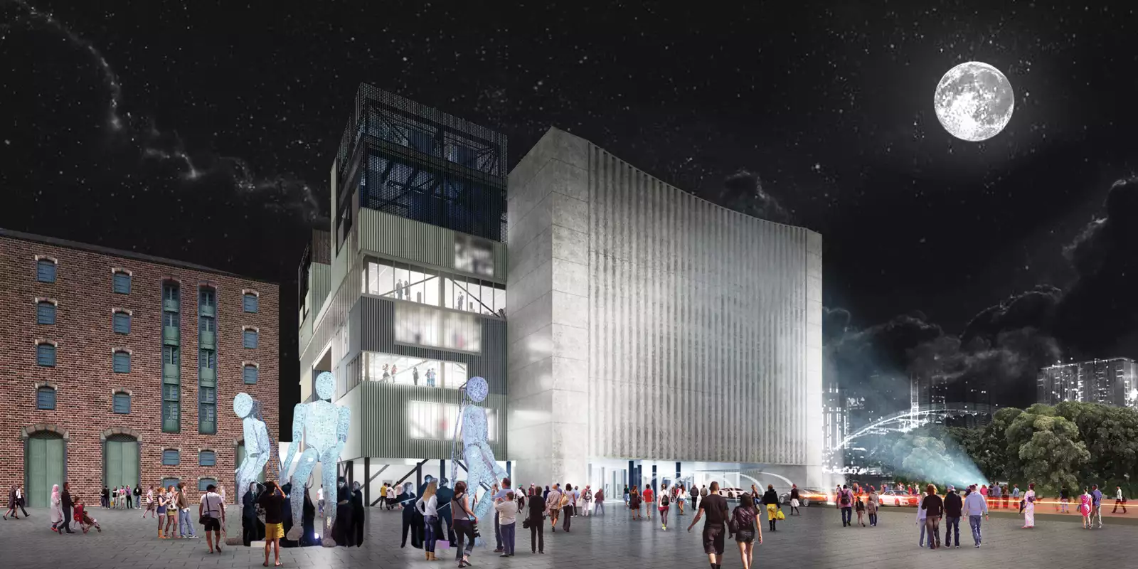Artists impression of The Factory building at night