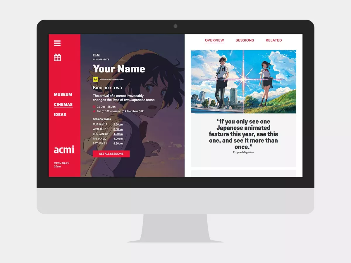 Event page of the ACMI website on desktop