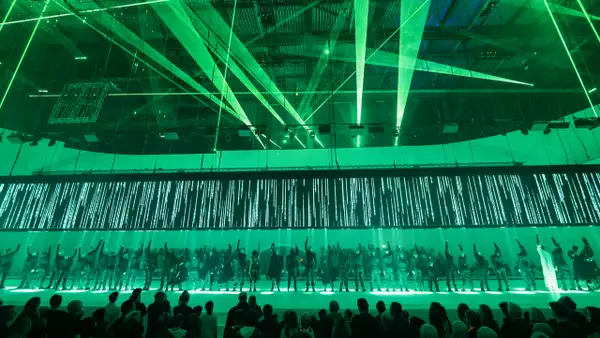 Green lasers lighting up the Free Your Mind stage