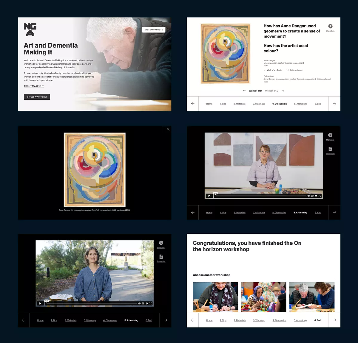 screenshots of making it website