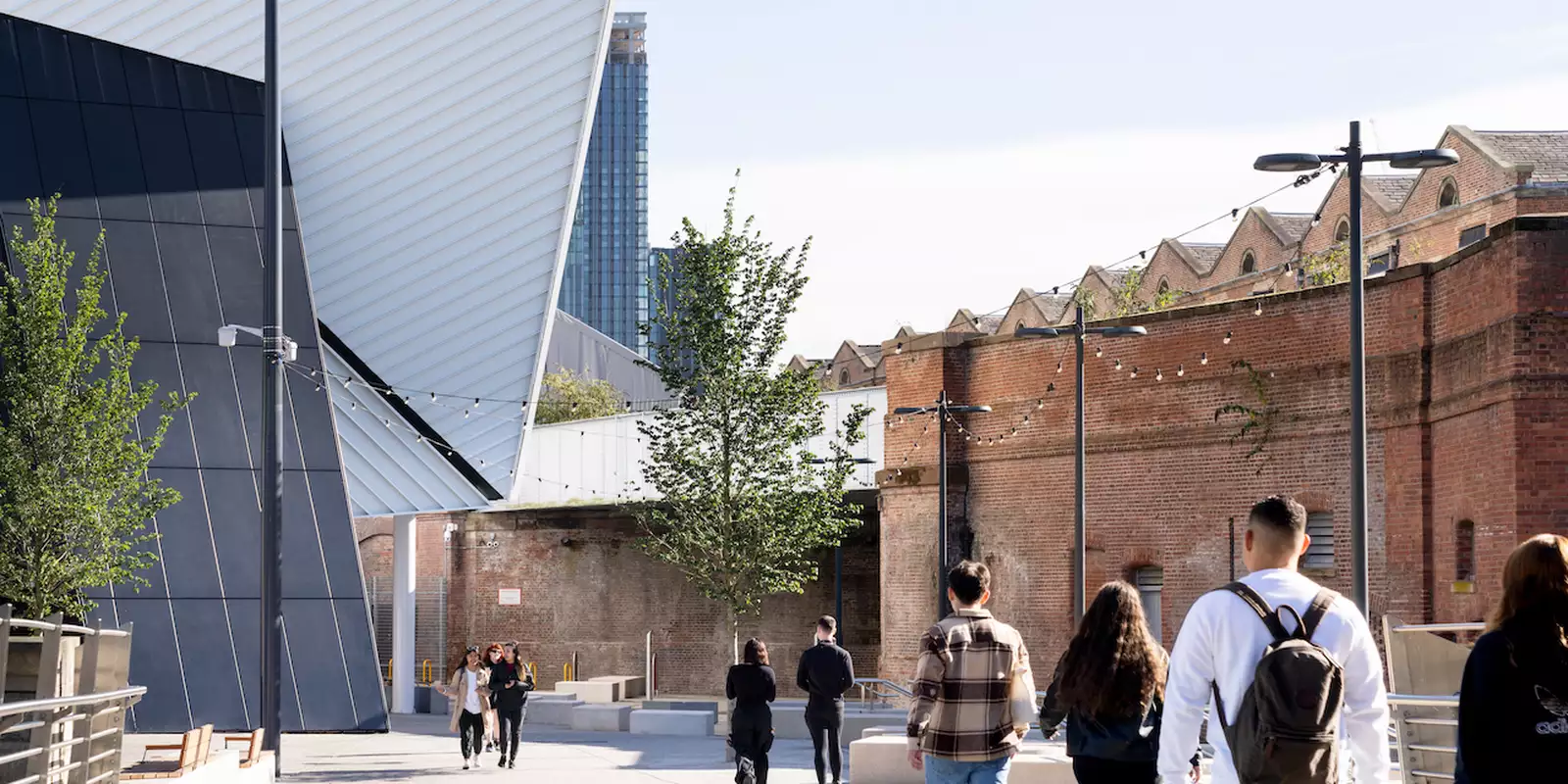 visitors walking towards Aviva Studios