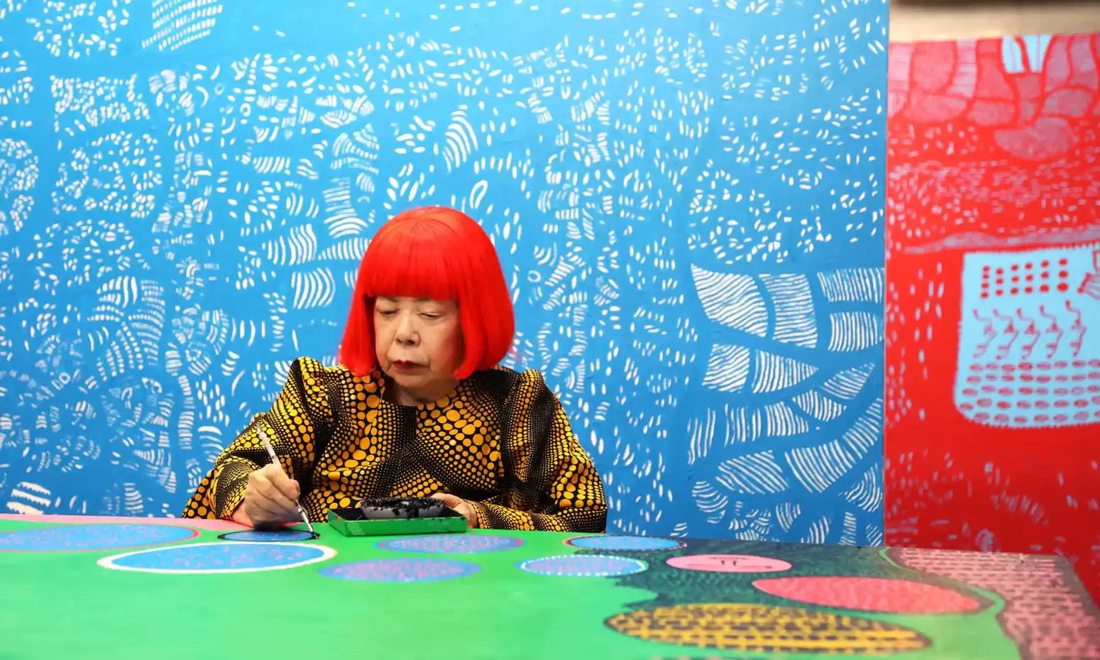 Yayoi Kusama in her studio