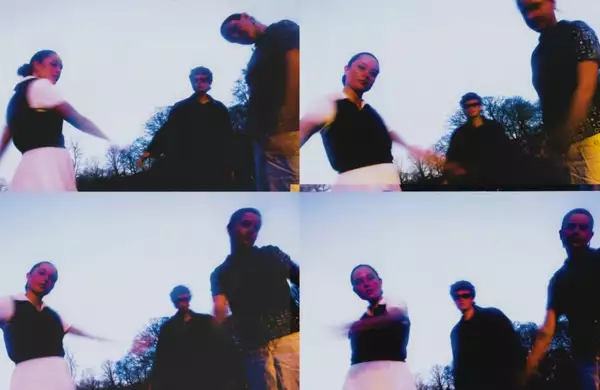 Four photographs of the band the Orielles side by side