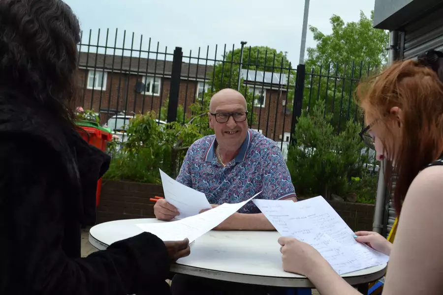 Photo of a group of people talking