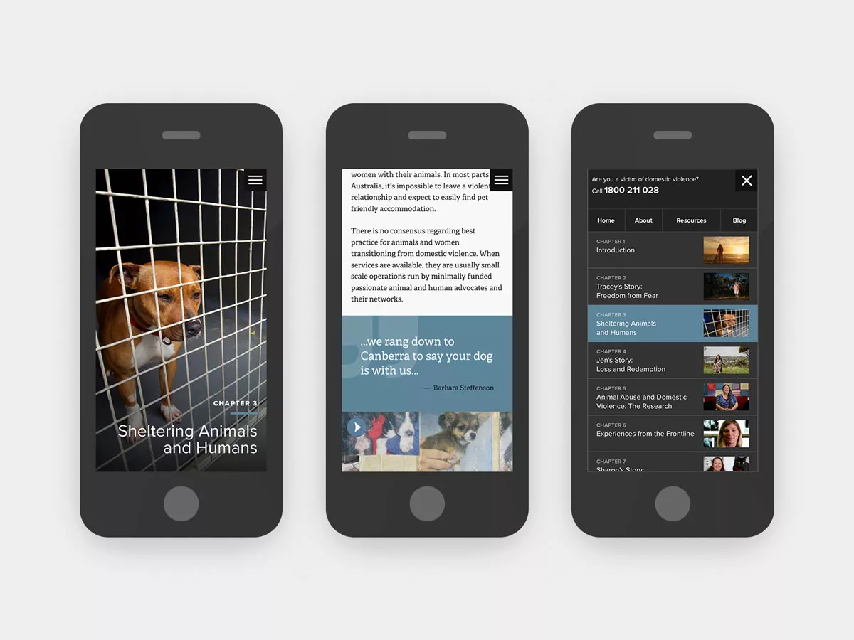 Mockup of the website on a mobile phone