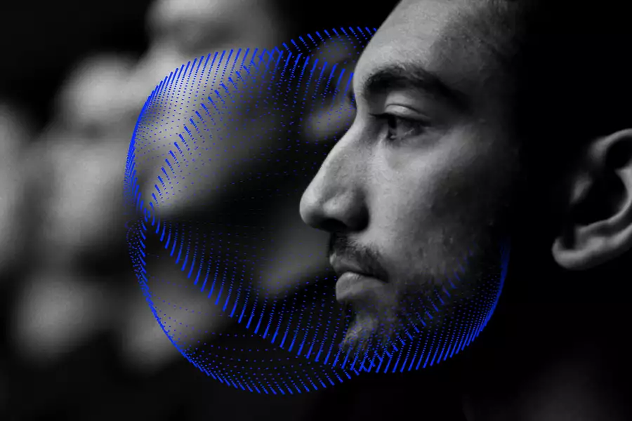 A still from the film In Camera. The lead actor is in side profile looking to the left.