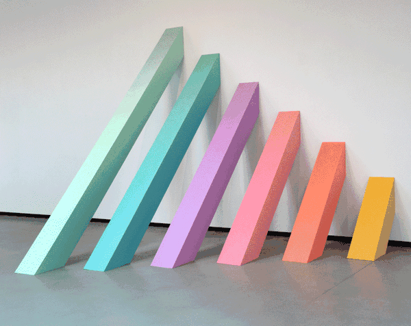 A gif showing artist Judy Chicago and artwork Rainbow Pickett