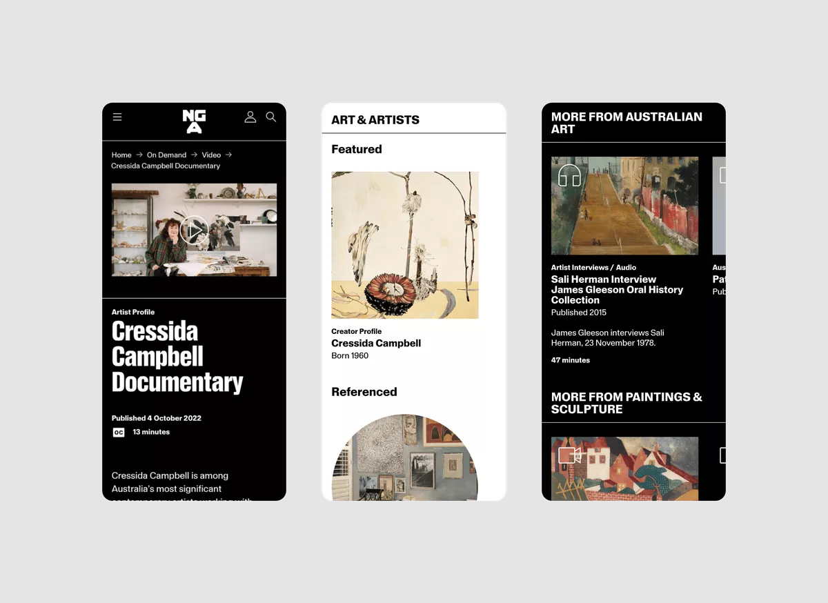 Mobile views of NGA On Demand video page