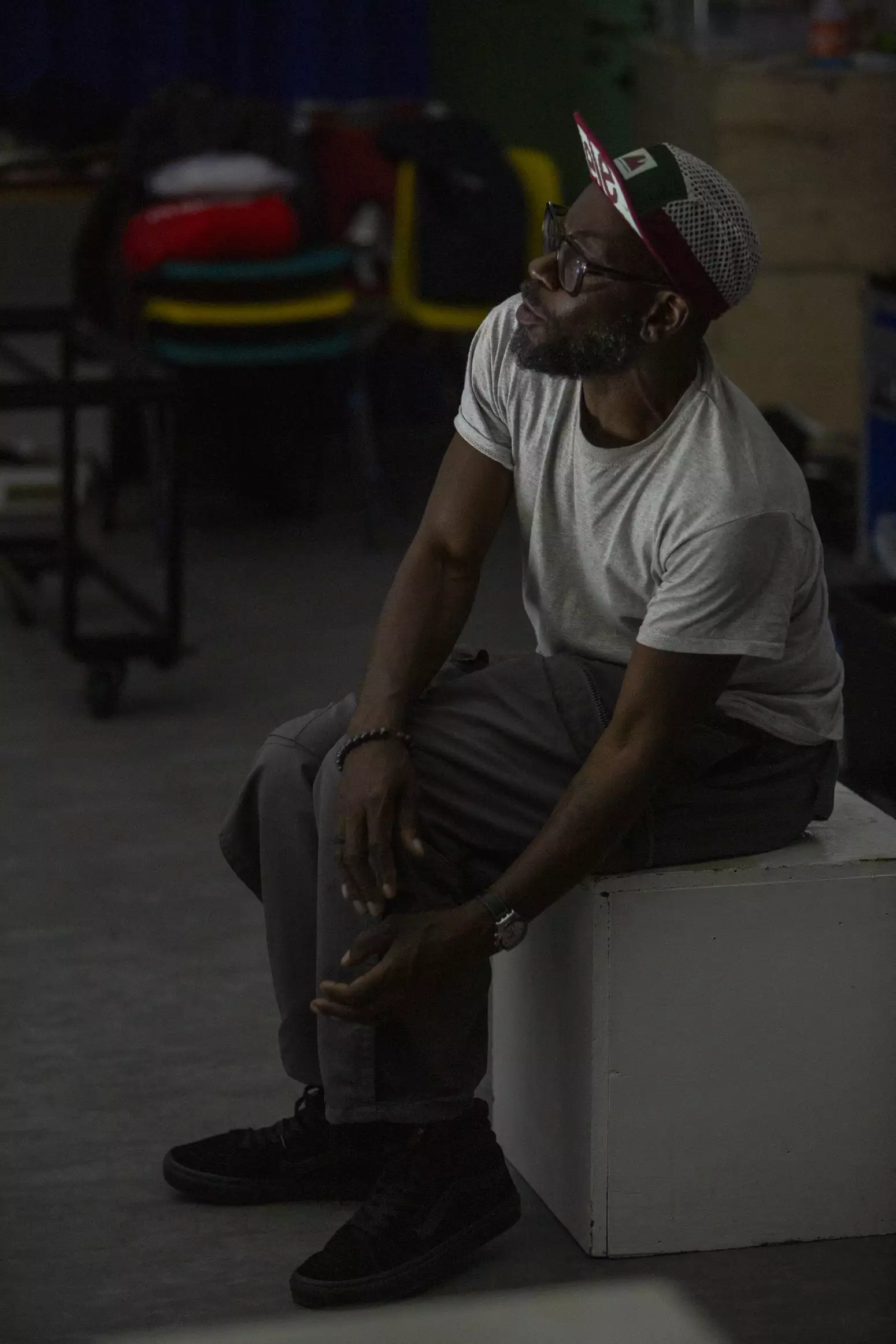 photo of Benji Reid's face during Find Your Eyes rehearsal