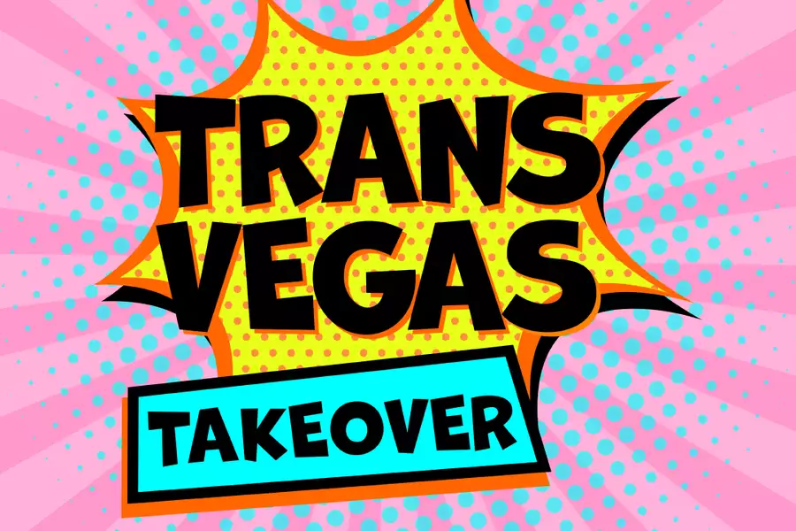 A pink background with Trans Vegas written in black bubble text