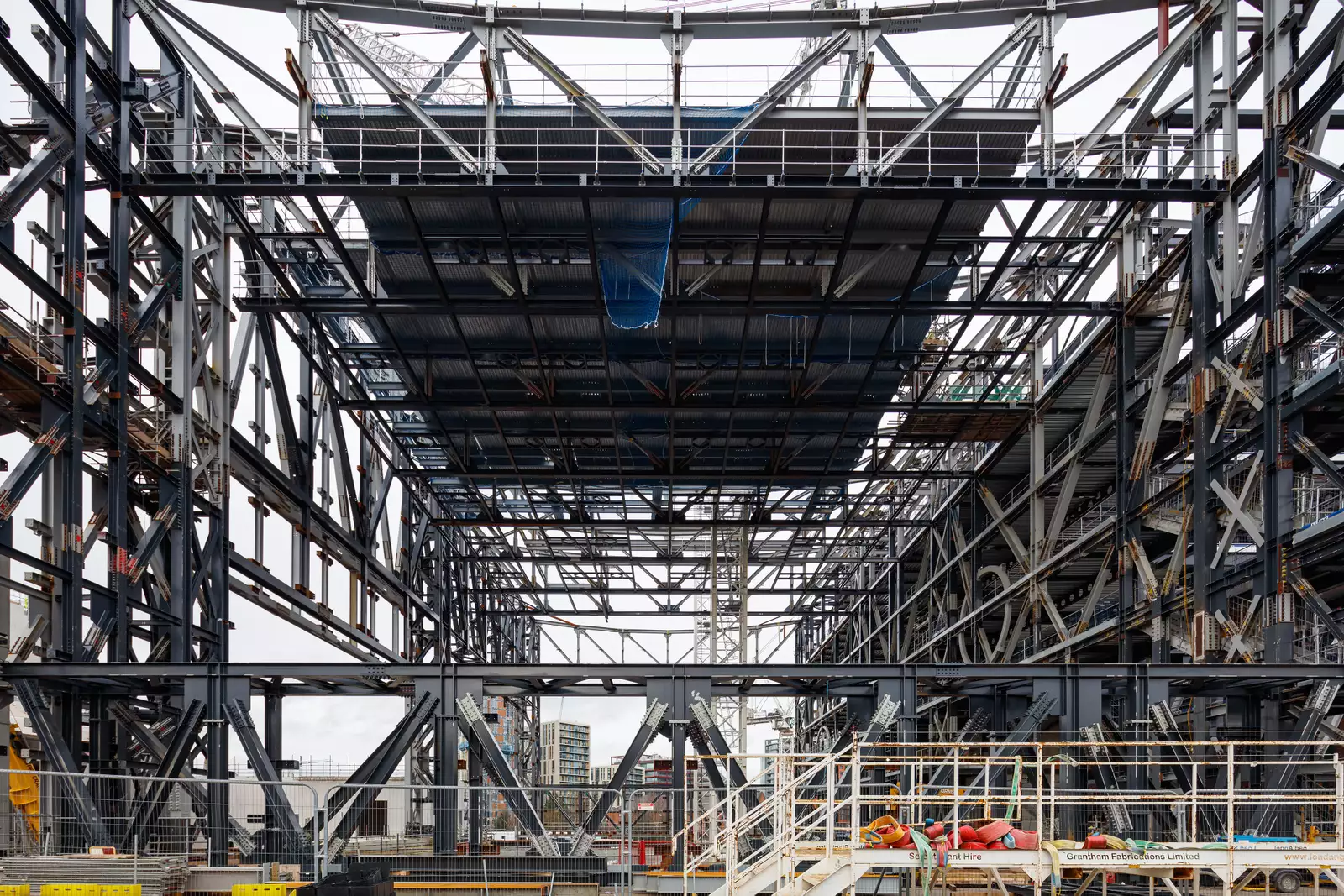 Exterior shell of a large building under construction