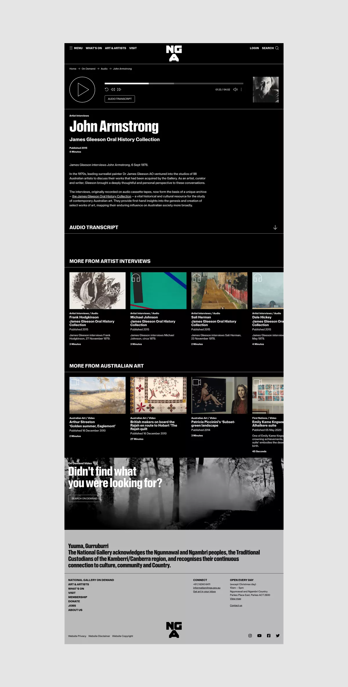 NGA On Demand audio page