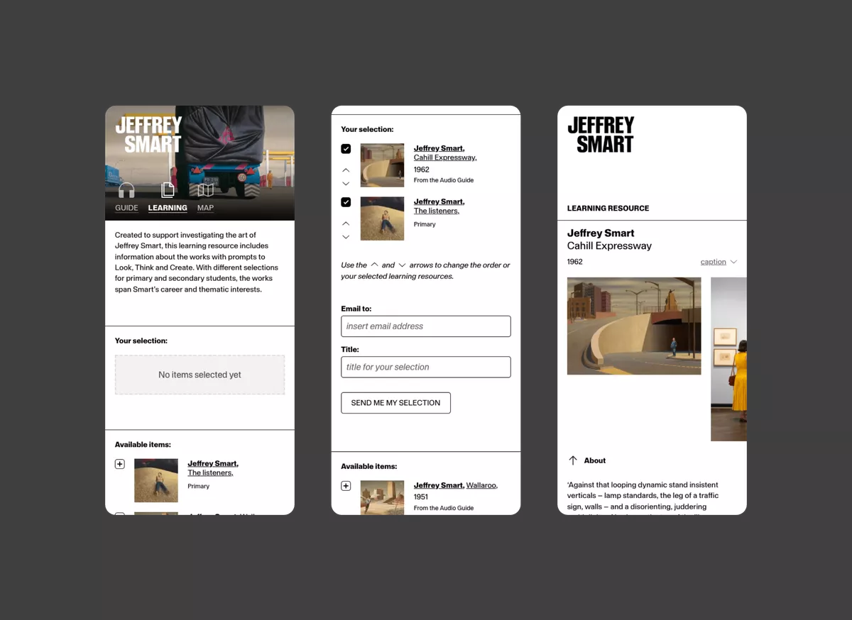 Mobile screenshots of NGA WebApp Learning Resources