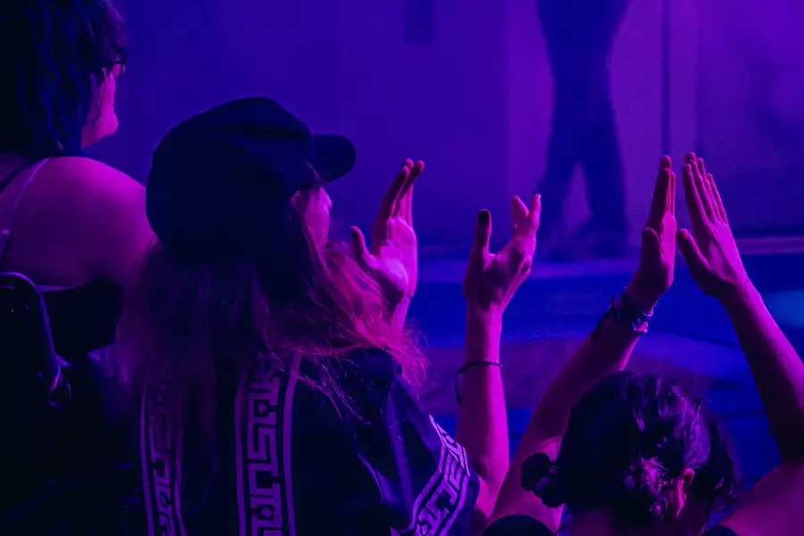 People in a crowd enjoying live music