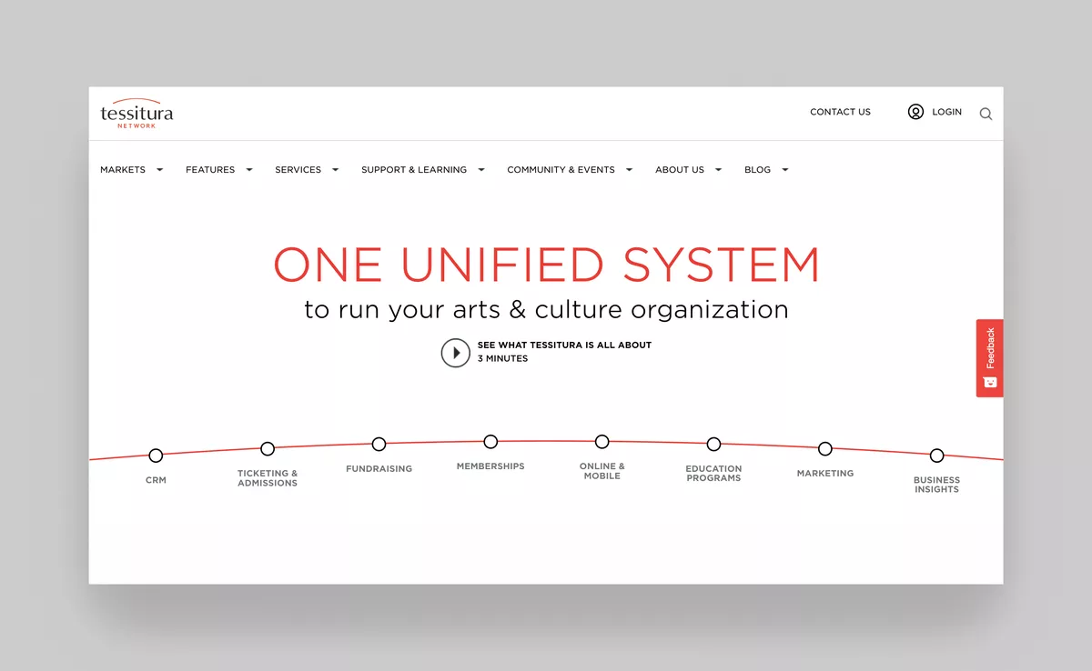 Screenshot of the Tessitura Network website homepage