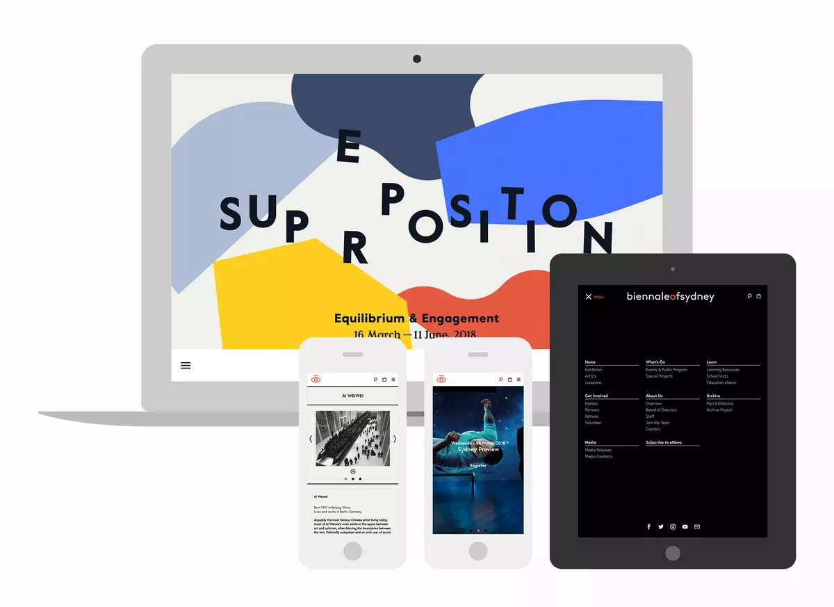 Composite image of Biennale of Sydney website on various devices