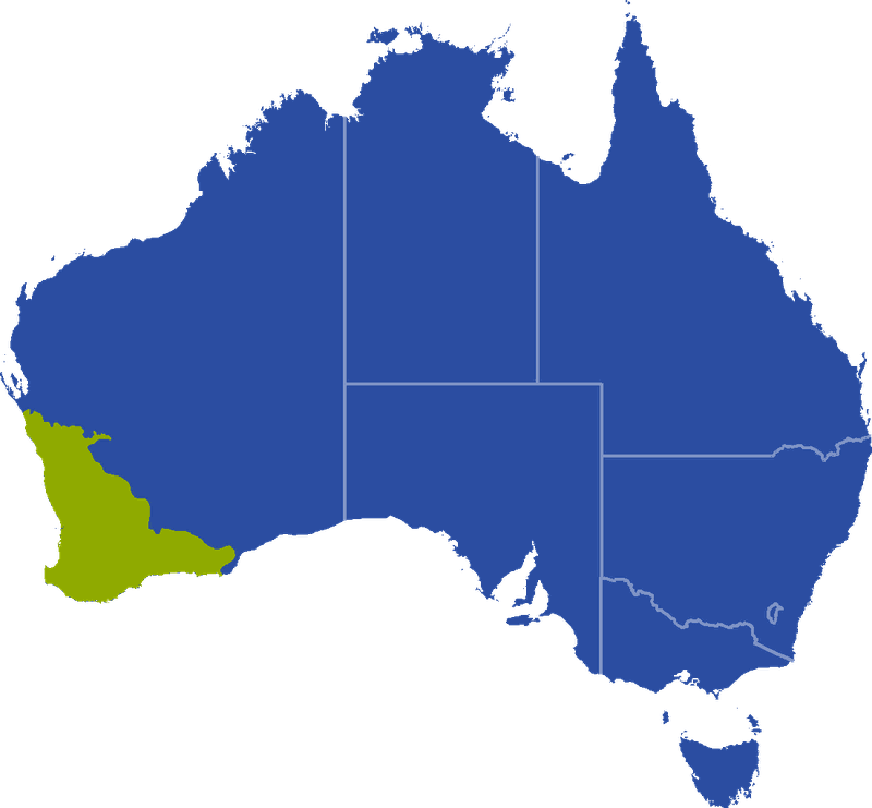 Distribution map for Pseudophryne guentheri