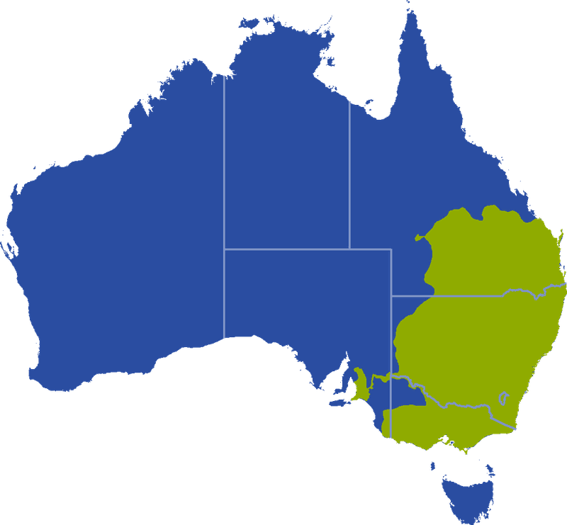 Distribution map for Litoria peronii