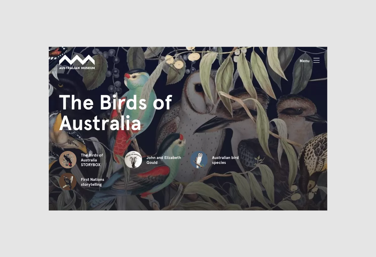 Screenshot of the Australian Museum Minerals Digital Publication - desktop version