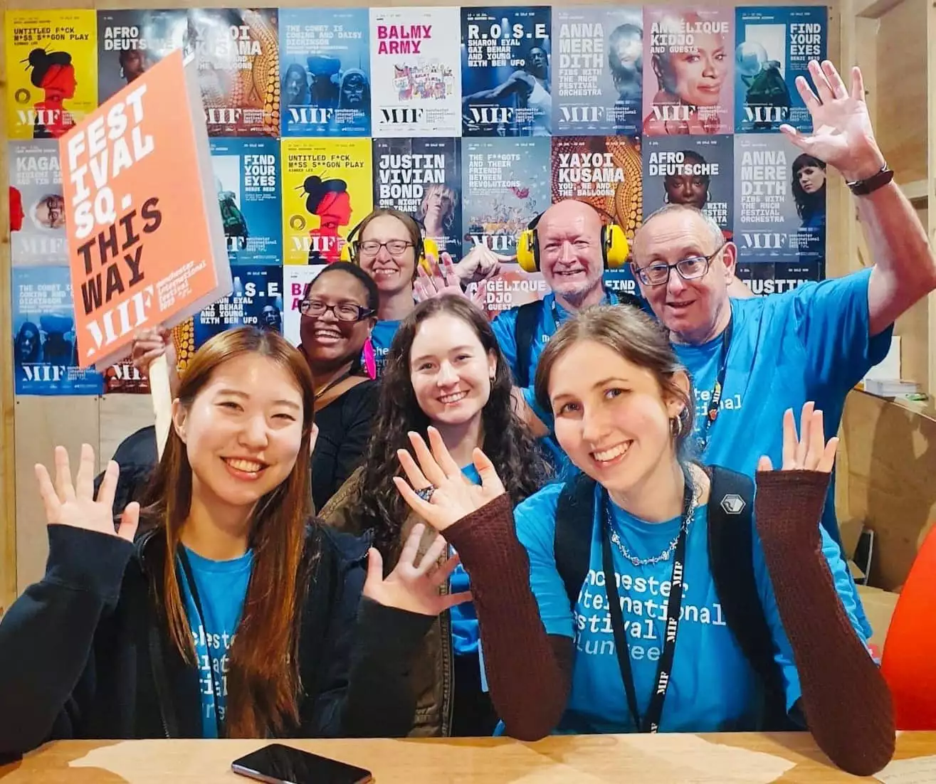 A group of volunteers taking a selfie