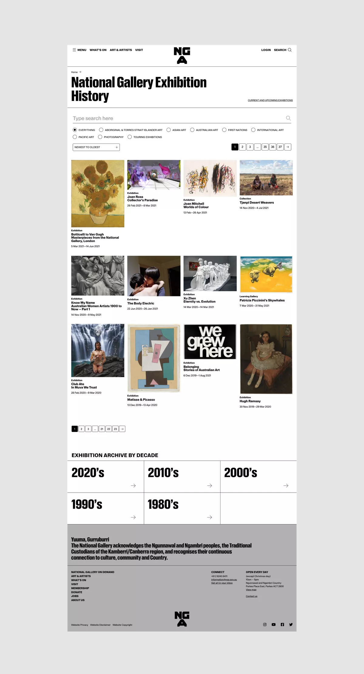 NGA exhibition archive page
