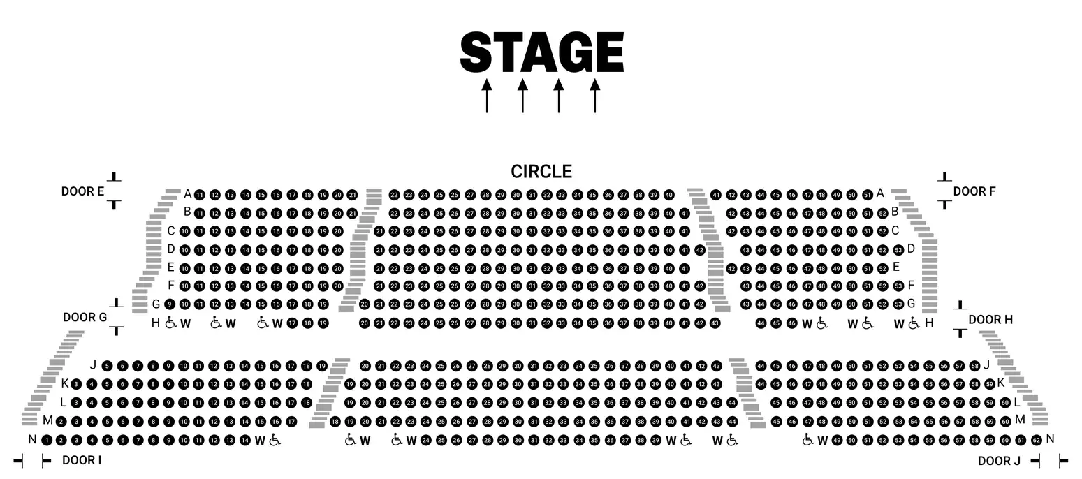 A seating map of the Hall, Aviva Studios