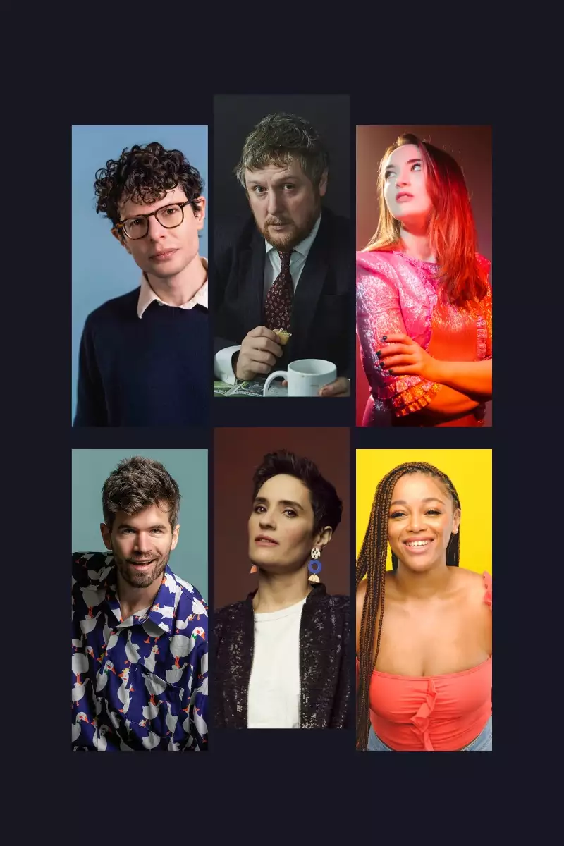 Comedians Simon Amstell, Tim Key, Fern Brady, Ivo Graham and Jen Brister